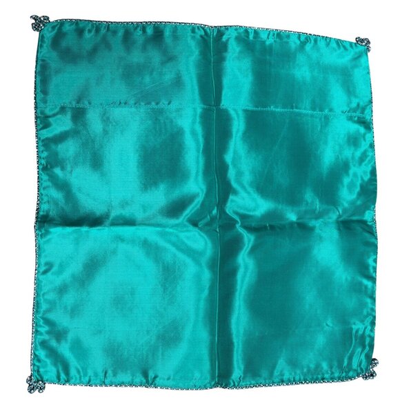 Vintage Asian-Inspired Green Silk Pillow Covers Pagoda Design Set Of 2 17x17 - Picture 3 of 4